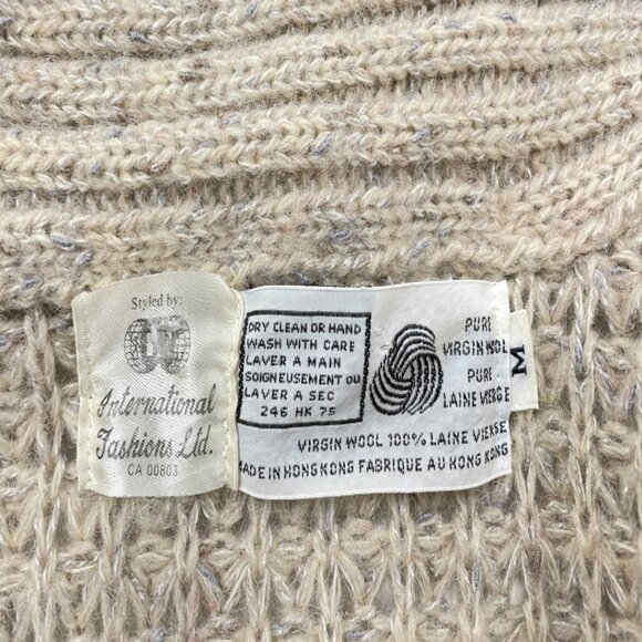 Vintage Long Wool Button Down Coat Jacket Cardigan Cable Knit Women's Medium - Picture 4 of 10